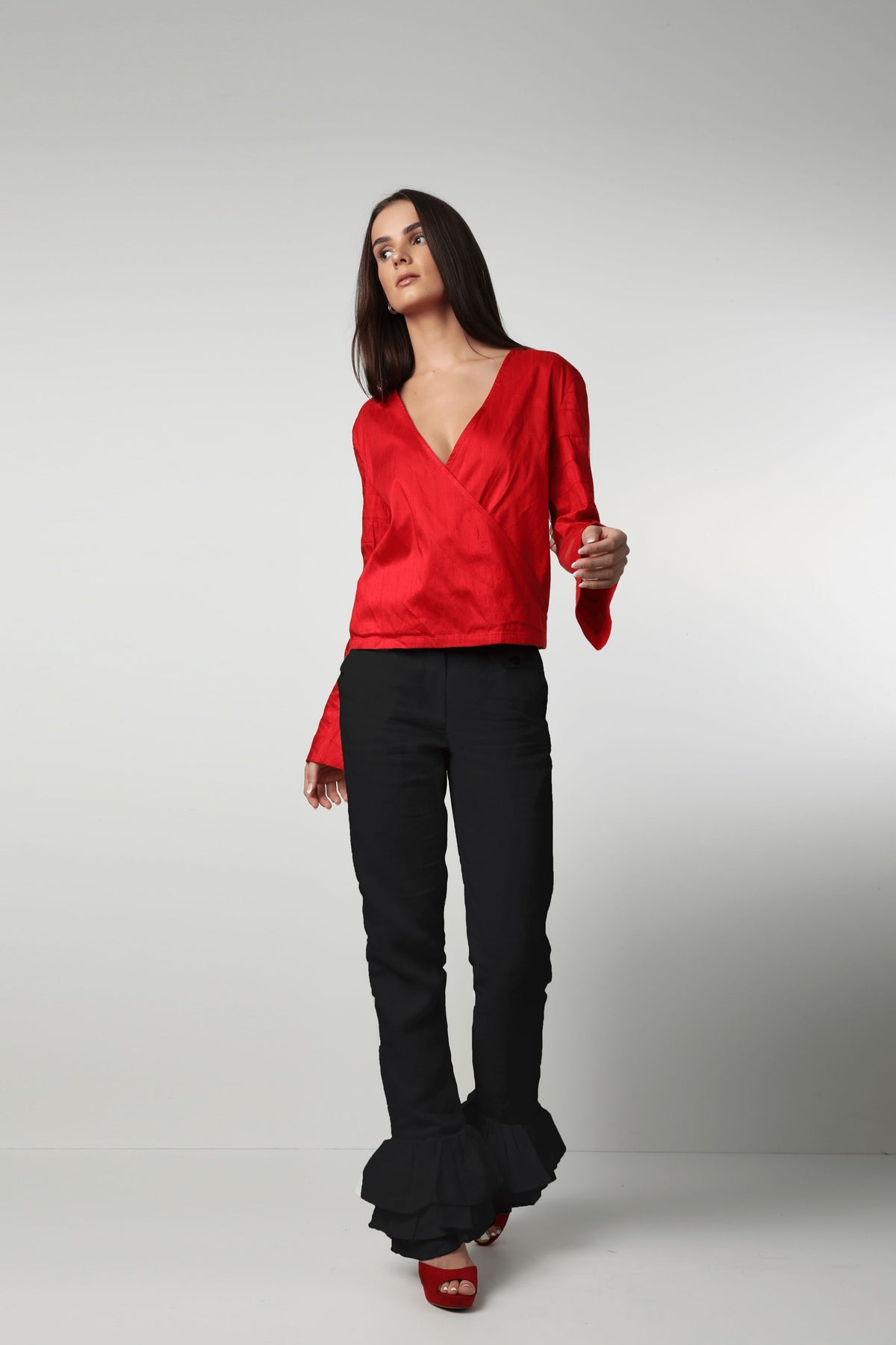 Style 1317 : Triple Layered Ruffle Pants 100% Linen