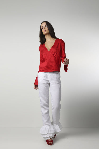 Style 1317 : Triple Layered Ruffle Pants 100% Linen