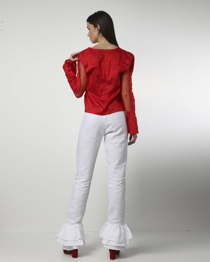 Style 1317 : Triple Layered Ruffle Pants 100% Linen