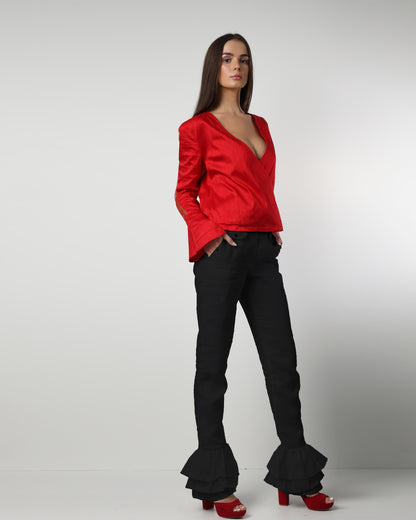 Style 1317 : Triple Layered Ruffle Pants 100% Linen