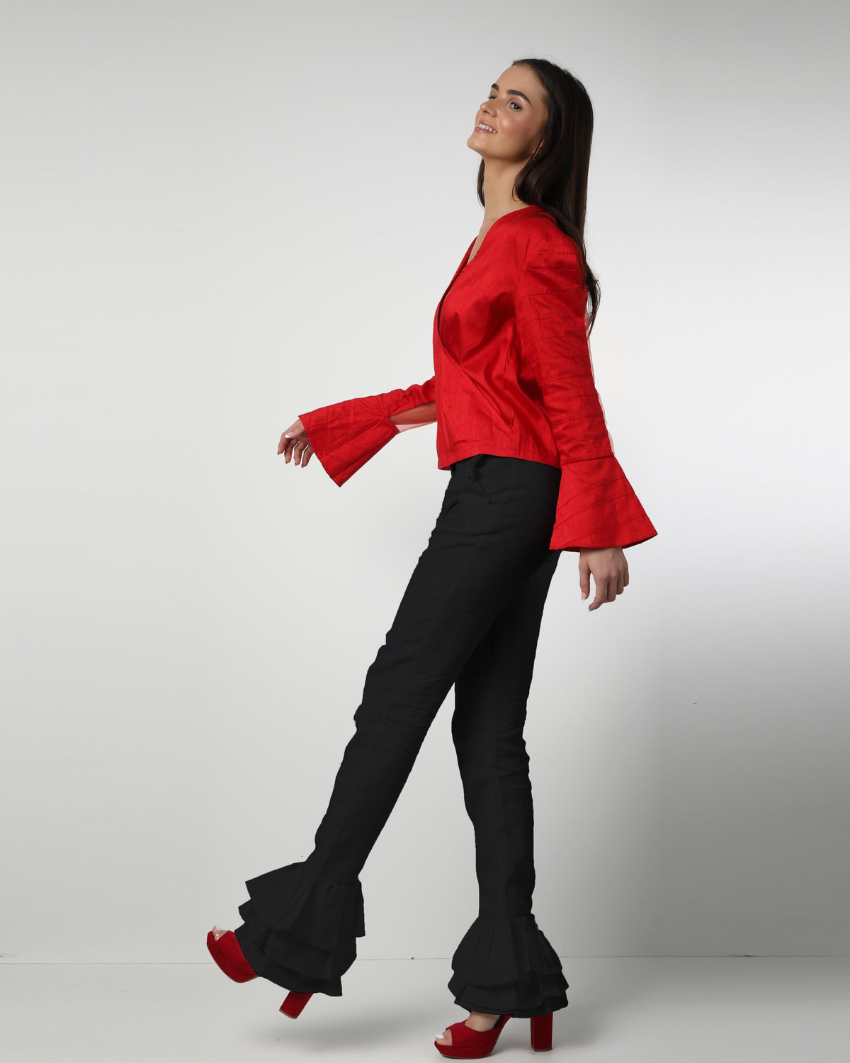 Style 1317 : Triple Layered Ruffle Pants 100% Linen