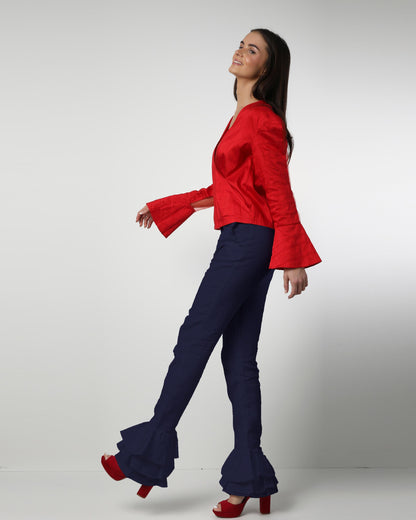 Style 1317 : Triple Layered Ruffle Pants 100% Linen