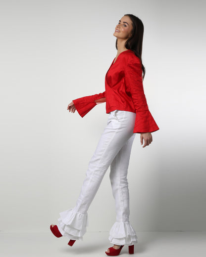 Style 1317 : Triple Layered Ruffle Pants 100% Linen