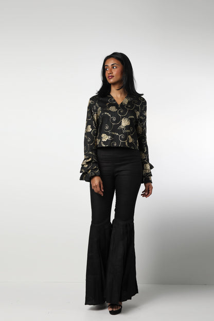 Style 76 : 100% Silk Ruffle Blouse