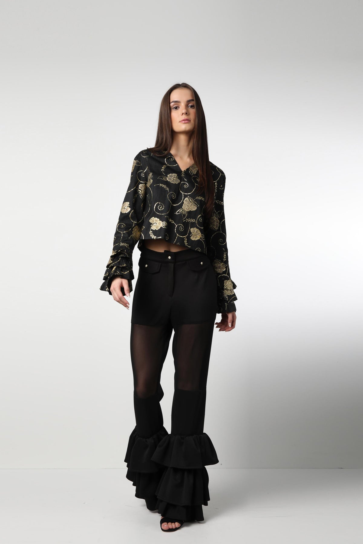 Style 76 : 100% Silk Ruffle Blouse