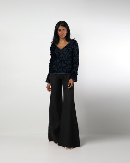 Style 5932 : Flare Pants  100% Linen with Back Pockets