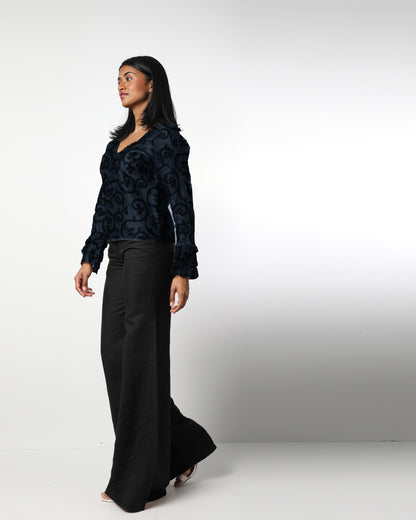 Style 5932 : Flare Pants  100% Linen with Back Pockets
