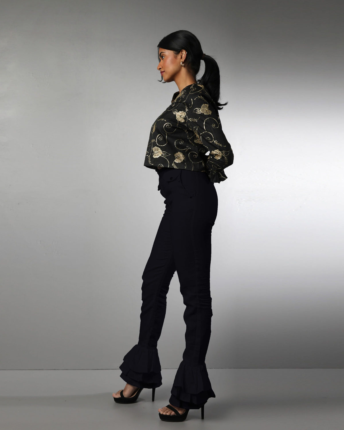 Style 1317 : Triple Layered Ruffle Pants 100% Linen