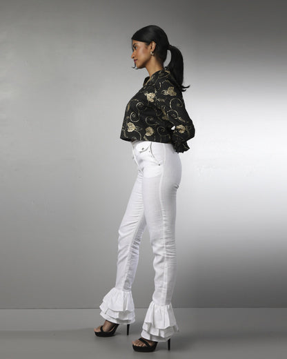 Style 1317 : Triple Layered Ruffle Pants 100% Linen