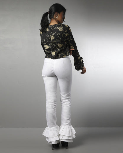 Style 1317 : Triple Layered Ruffle Pants 100% Linen