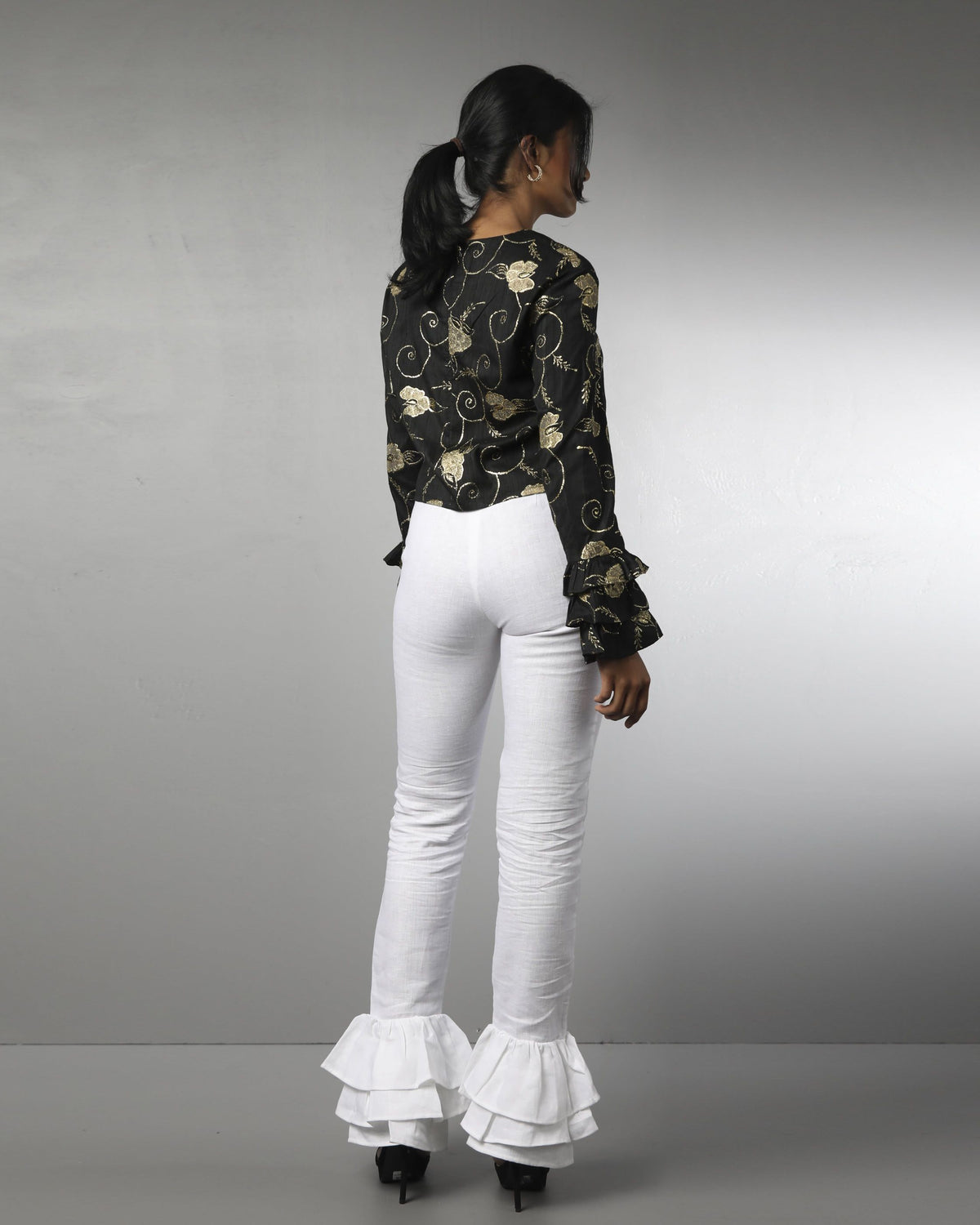 Style 1317 : Triple Layered Ruffle Pants 100% Linen