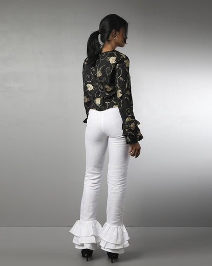 Style 1317 : Triple Layered Ruffle Pants 100% Linen