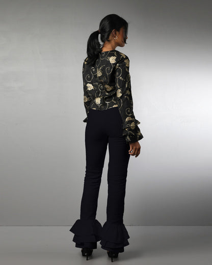 Style 1317 : Triple Layered Ruffle Pants 100% Linen