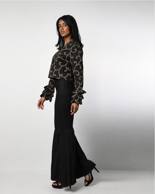 Style 76 : 100% Silk Ruffle Blouse