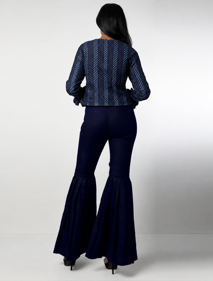 Style 305 : Lustrous  Silk/ Polyester Blend Blouse with Flare